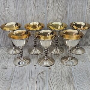Valero Spain EPB Silver Plated Wine Grape Vine Goblets Set of 7 Chalices VRO2
